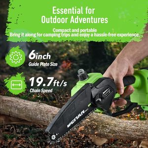 Motosierra Inalámbrica Mini de <span class=keywords><strong>6</strong></span> Pulgadas, Motosierra Portátil de Mano para Cuidado del Jardín, Compatible con Batería de 20V MAX - Product Image 3