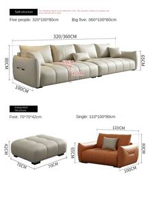 Sofá de Cuero Italiano Moderno y Minimalista, Impermeable y a Prueba de Arañazos de Gato, de Fila Recta Sencilla para Apartamentos Pequeños y Salas de Estar de Lujo Ligero - Product Image 6