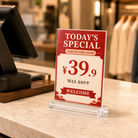 Support de menu de table en acrylique personnalisé, plusieurs tailles, pour hôtel, bar, café, présentoir de table – Vente en gros