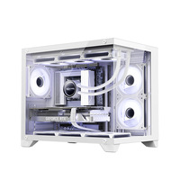 Casing komputer e-sport Gaming Desktop lintas batas menara 360 ° tampilan laut desain transparan sisi panorama stok kipas air