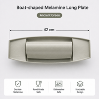 Assiette en mélamine en forme de bateau, gris mat, plat de service pour sushis, incassable, pour restaurant japonais