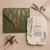 Suite d'invitations de mariage personnalisées sur le thème de la forêt avec feuille d'or, petite série, numéro de table romantique, sceau de cire et enveloppe pour mariage en pleine nature