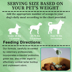 Vendite calde OEM polvere dentale per cani integratore per animali domestici per la pulizia dei denti in polvere per cani placca e alito cattivo in polvere 100 grammo - Product Image 3