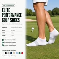 Chaussettes de golf personnalisées avec logo, blanches, courtes, en coton peigné doux, pour club de golf, boutique professionnelle, cadeau, unisexe