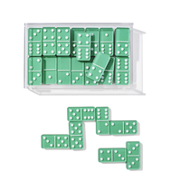 Jeu de dominos en acrylique de qualité supérieure imprimé UV, tuiles bleues transparentes noires mates, jeu de société moderne pour les soirées en famille, les fêtes, les enfants et les adultes