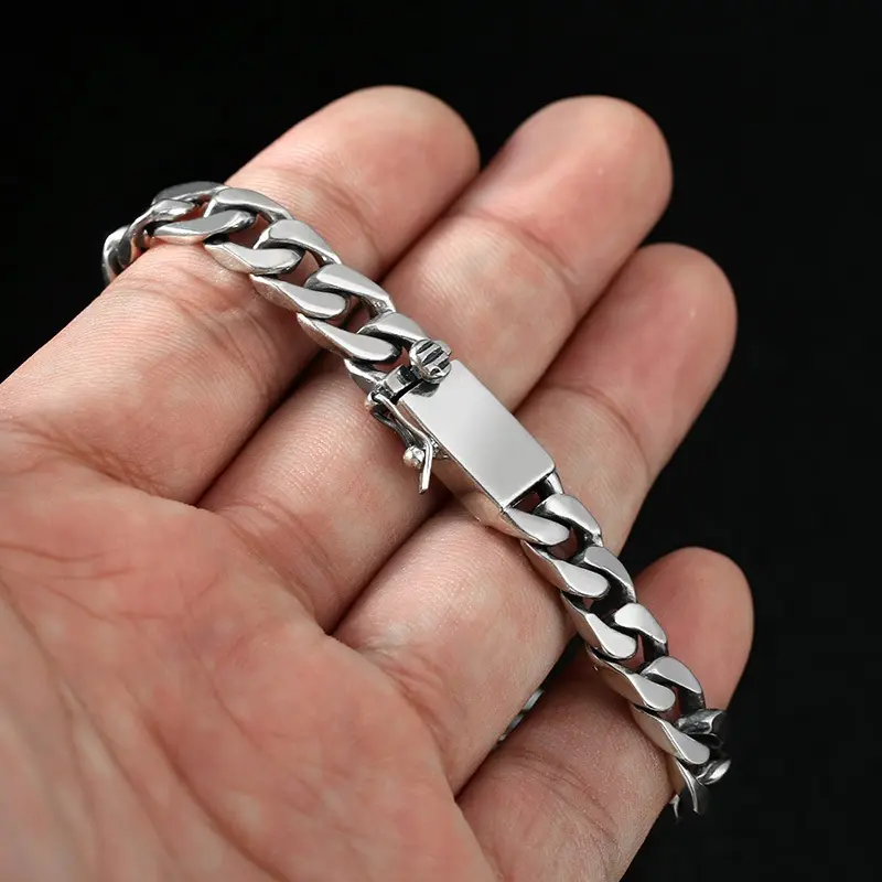 Pulsera de cadena de eslabones cubanos para hombre, de plata de ley 2022, personalizada, estilo HIP HOP, S925, 8mm, venta al por mayor