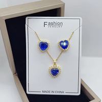 Parure bijoux cœur Colar e brincos com pingente em forma de coracao de zirconia cubica de aco inoxidavel