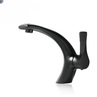 Nouveau design Robinet de lavabo en laiton noir mat en forme de lune, monocommande, à poser sur le comptoir, mitigeur eau chaude et froide pour salle de bain