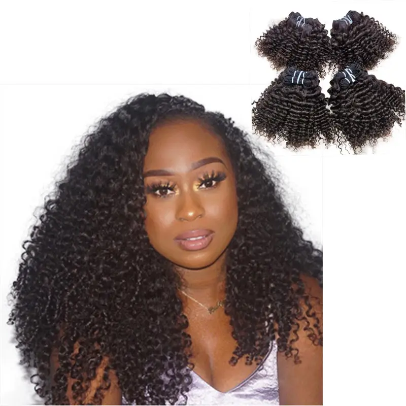 LetsFly cruda al por mayor virginal brasileño cutícula alineada proveedor de cabello 420 gramos 10pcs afro rizado extensiones de cabello de las mujeres