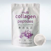 Collagène en poudre OEM à marque privée, 1 livre, micro-ingrédients, protéines de collagène de types III, IV, V, supplément de biotine et acide hyaluronique