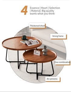 Fabbrica <span class=keywords><strong>Outlet</strong></span> metallo soggiorno nuovo <span class=keywords><strong>Design</strong></span> moderno mobili in legno piccolo caffè tavolo <span class=keywords><strong>da</strong></span> tè rotondo - Product Image 4