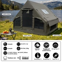 Tente de camping gonflable familiale quatre saisons, double couche, imperméable 3000 mm+, portable, pour le camping en plein air en famille