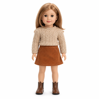 Ensemble de vêtements pour poupée en peluche de 18 pouces : pull en tricot, jupe en velours côtelé avec bottes, tenue d'hiver, couleur personnalisée