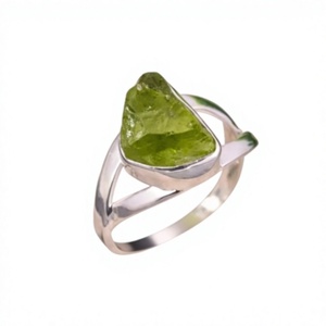 Jaura Jewels Geometric Natural <b>Peridot</b> Raw Stone 925 Silver Bezel Setting Gemstone <b>Ring</b> Minimalist Everyday Wear Unisex - Product Image 1