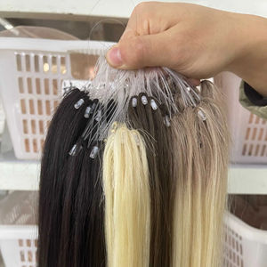 टॉपलेस लोकप्रिय थोक डबल खींचा असली रूसी H6 6d पंख बाल नए डिजाइन एच टिप्स सैलून के लिए बाल विस्तार - Product Image 4