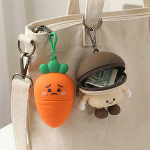 Silicone coin purse Cute Vegetable Radish Eggplant Fun Mini Earphone Storage Bag Schoolbag Key Charm for <strong>Corporate</strong> Promo <strong>Gift</strong> - Product Image 2