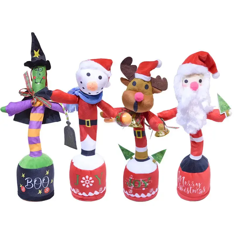 2023 New Idea Christmas Gifts Dancing Cactus Plush Toys Father Christmas Skin Electric Cactus Plush Toys Novelty Gifts For Kids