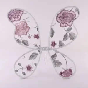 Girls Butterfly Wings With Embroidery Flowers Angel Wings Princess Fairy Wings For Kids Birthday Party