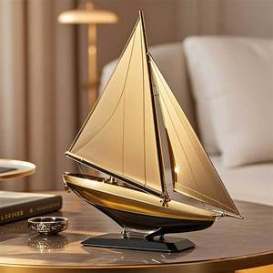 Adorno de escritorio con forma de barco chapado en oro Feng Shui, decoración artística de plástico para oficina, hogar, Año Nuevo Chino - Product Image 3