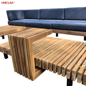 Divano componibile modulare in <span class=keywords><strong>teak</strong></span> Caicos per esterni, personalizzabile, con bracciolo sinistro/destro, cuscini, divano ad angolo a forma di L con tavolino da caffè - Product Image 5