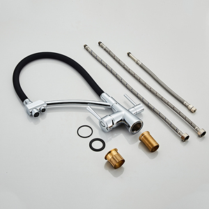 Yundoom OEM Modern Dual Handle Chrome Black Kitchen Faucet with 3 Way RO Drinking <strong>Water</strong> <strong>Tap</strong> Silicone <strong>Components</strong> - Product Image 4