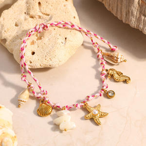 Fashion Charm <b>Bracelets</b> Colorful <b>Rope</b> Seashell Starfish Pendant Stackable Women's Jewelry Beach Accessory - Product Image 4