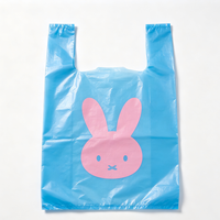 Sac de courses en plastique bleu en PEHD, personnalisé, à motif animalier, couleur unie, pour la vente en gros