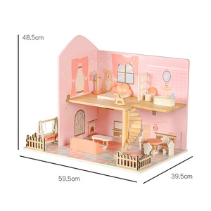 Bambini fai da te Mini camera da letto in legno modello di mobili giocattolo per <span class=keywords><strong>la</strong></span> piccola <span class=keywords><strong>casa</strong></span> <span class=keywords><strong>del</strong></span> bambino gioco di ruolo per <span class=keywords><strong>la</strong></span> <span class=keywords><strong>casa</strong></span> delle bambole Villa Playhouse a - Product Image 5