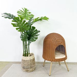 เตียงหวายธรรมชาติงานฝีมือแบบเรียบง่ายเป็นมิตรต่อสิ่งแวดล้อมสำหรับดูแลการนอนหลับของสัตว์เลี้ยงและการตกแต่งบ้าน - Product Image 5