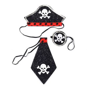 Halloween Cosplay Costume <b>Kids</b> <b>Pirate</b> Eye Patches Tie Captain <b>Hat</b> Set - Product Image 1
