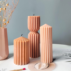 Molde de Vela Cilíndrica Listrada Espiral Geométrica DIY para Velas Aromáticas e Sabonetes Artesanais - Product Image 5