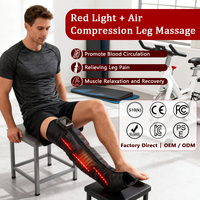 Masseur de jambes sans fil à compression d'air 5 modes avec lumière rouge LED et chaleur 510K, bottes de récupération pour athlètes, circulation et relaxation