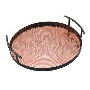 ถาดเสิร์ฟดีไซน์คลาสสิกถาดเสิร์ฟโลหะชุบทองแดงโค้งมนพร้อมที่จับด้านข้างงานแต่งงานใช้โดยอินเดีย - Product Image 1