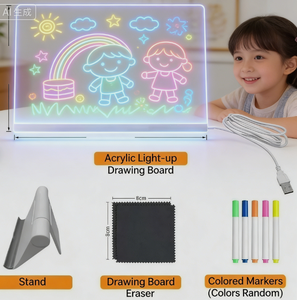 Pizarra Acrílica de Borrado en Seco de Fábrica OEM, Pizarra Blanca de Escritorio Transparente con Soporte y Lámpara LED para Mensajes, Pizarra de Dibujo Borrable - Product Image 5