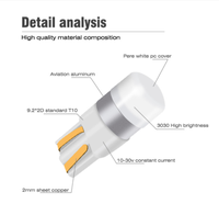 Lámpara LED para Auto W5W T10, Popular, 0.7W, 1SMD, Chip 3030, 10-32V DC/AC, 0.05A, 80LM Reales, Luz Interior LED para Autos