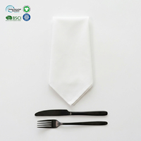 Serviette de table en polycoton blanche 20 x 20 pouces, ourlet ourlé, lavable, pour hôtels et restaurants, vente en gros