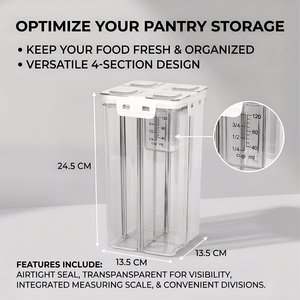 Conteneur de stockage alimentaire hermétique, pot à céréales transparent de 3 L, couvercles et compartiments étanches, idéal pour les céréales, la farine, le riz, les noix - Product Image 4