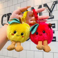 Geel Groen Rood Appel Sleutelhanger Pluche Speelgoed Voedsel Fruit Hanger Knuffeldier Pop Mini Schattig Beeldje Slaapkussen Groothandel