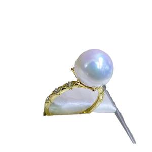 Bague en argent sterling 925 avec perle Edison naturelle de 11-12 mm, design classique de couronne, ouverture classique de couronne - Product Image 5