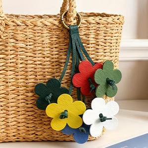 PU Leather Colorful Floral Charm Vibrant Flower Shape <b>Mini</b> Bouquet Light Keychain Durable High Quality for Cars <b>Backpacks</b> - Product Image 3