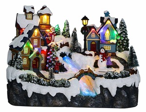 Luces de colores Impresionantes artesanías de resina de Navidad Casas de Navidad <span class=keywords><strong>Harz</strong></span> Weihnachtsschmuck y patinadores móviles Juego de 4 piezas hecho a mano - Product Image 2