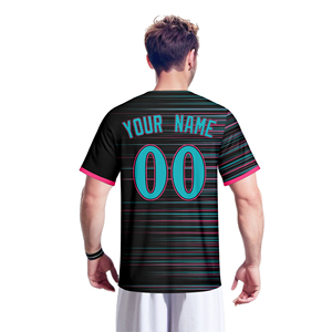 <span class=keywords><strong>Maillot</strong></span> de <span class=keywords><strong>baseball</strong></span> rayé imprimé 100 % polyester de haute qualité, personnalisé, noir, unisexe adulte, col en V, respirant, séchage rapide - Product Image 2