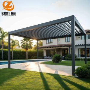 Pergola contemporaine minimaliste en alliage d'aluminium, structure robuste, imperméable, faible entretien, pour <span class=keywords><strong>terrasse</strong></span> urbaine, petit jardin - Product Image 1