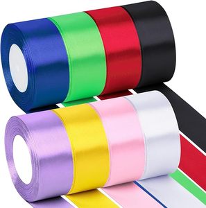 Multi Color Solid Double Face 100% Polyester Satin <b>Ribbon</b> Roll Assortment Set for Gift Packaging <b>Wedding</b> Decor - Product Image 2