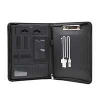 Porte-documents multifonctionnel personnalisé de haute qualité en PU, format lettre, avec batterie externe 8000 mAh, bloc-notes à fermeture éclair et fonction sans fil