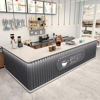 Comptoir de bar et caisse enregistreuse en bois massif pour salon de billard minimaliste et salon de thé à bulles, café