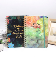 Carnet de notes A5 en cuir de haute qualité avec reliure spirale personnalisée 2026, agenda quotidien et hebdomadaire en anglais, vente en gros