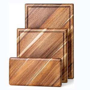 Juego de tablas de cortar de lujo de madera de acacia con ranura para jugos, tablas de cortar de cocina de madera para queso - Product Image 2