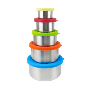 Baming SMALL Condiment Boîte à lunch en acier inoxydable et bac à salade Boîte à bento Couvercle en silicone Conteneur <span class=keywords><strong>de</strong></span> nourriture pour bébé et enfants - Product Image 5