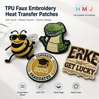 Écussons thermocollants HMJ personnalisés en TPU avec broderie factice, étiquettes logo 3D en relief doux au toucher pour vêtements de sport, sweats à capuche, chapeaux et sacs